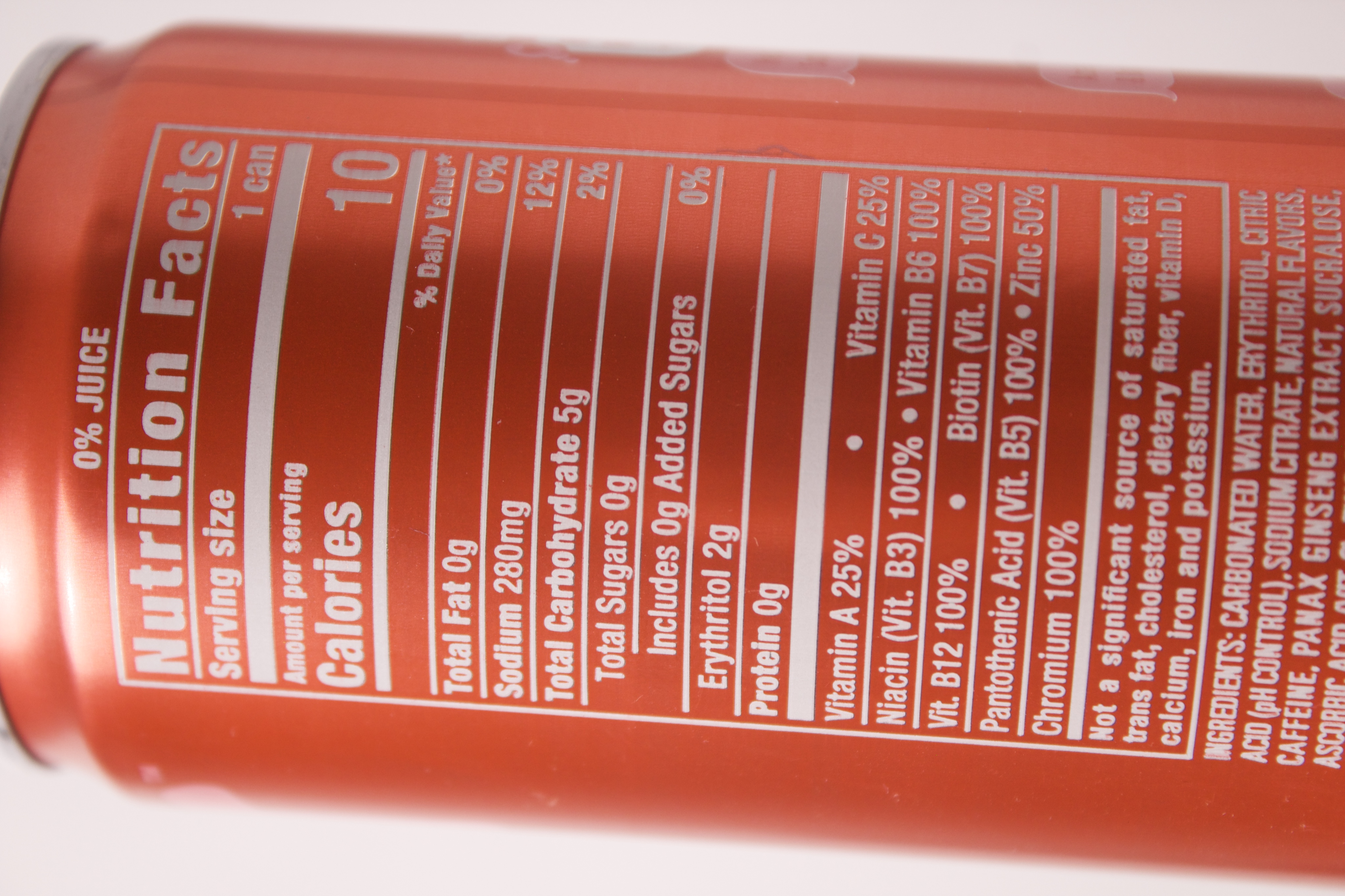 Nutrition label for FLRT Strawberry Fling