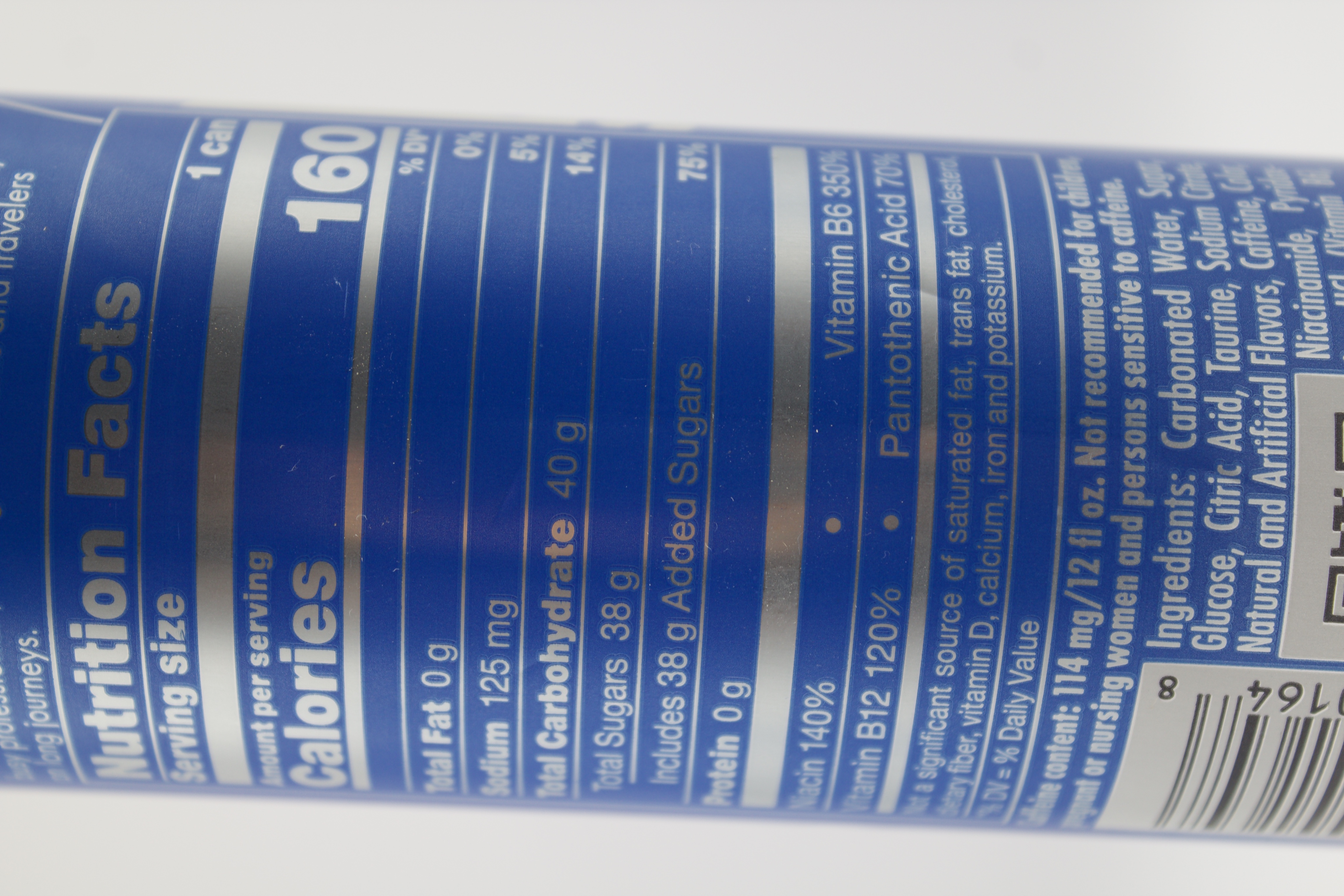 Nutrition label for Red Bull The Sea Blue Edition Juneberry