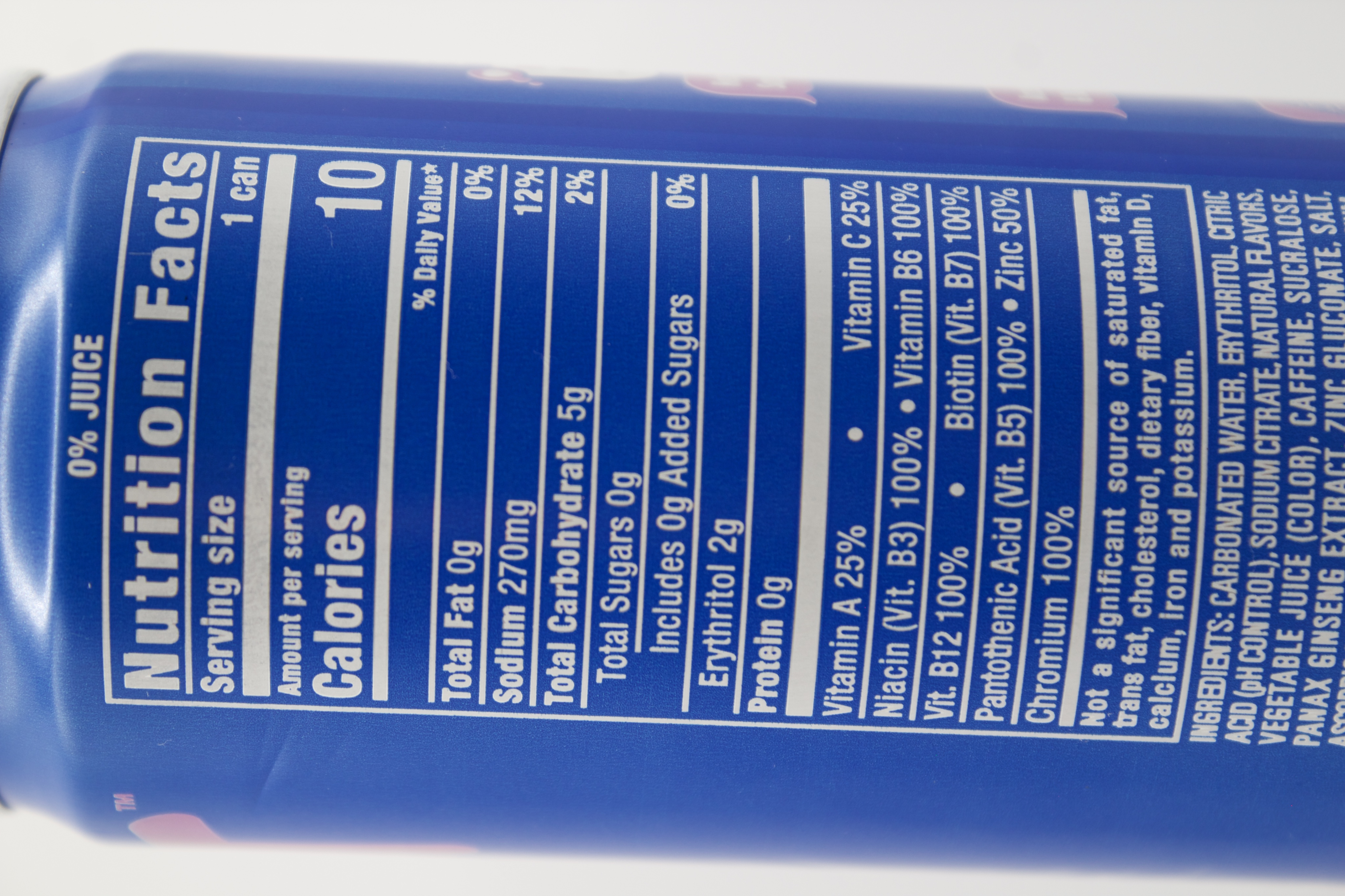 Nutrition label for FLRT Berry Tempting