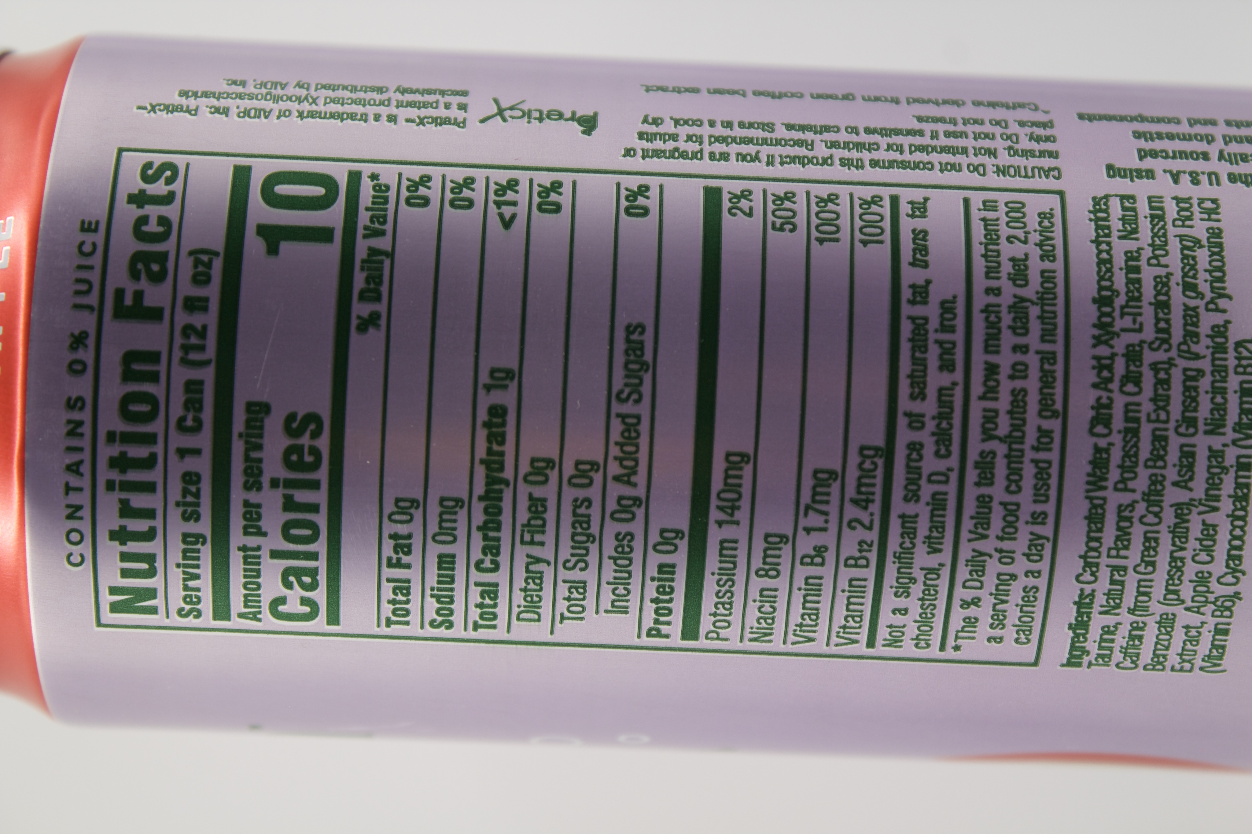 Nutrition label for Bloom Sparkling Energy Crisp Apple