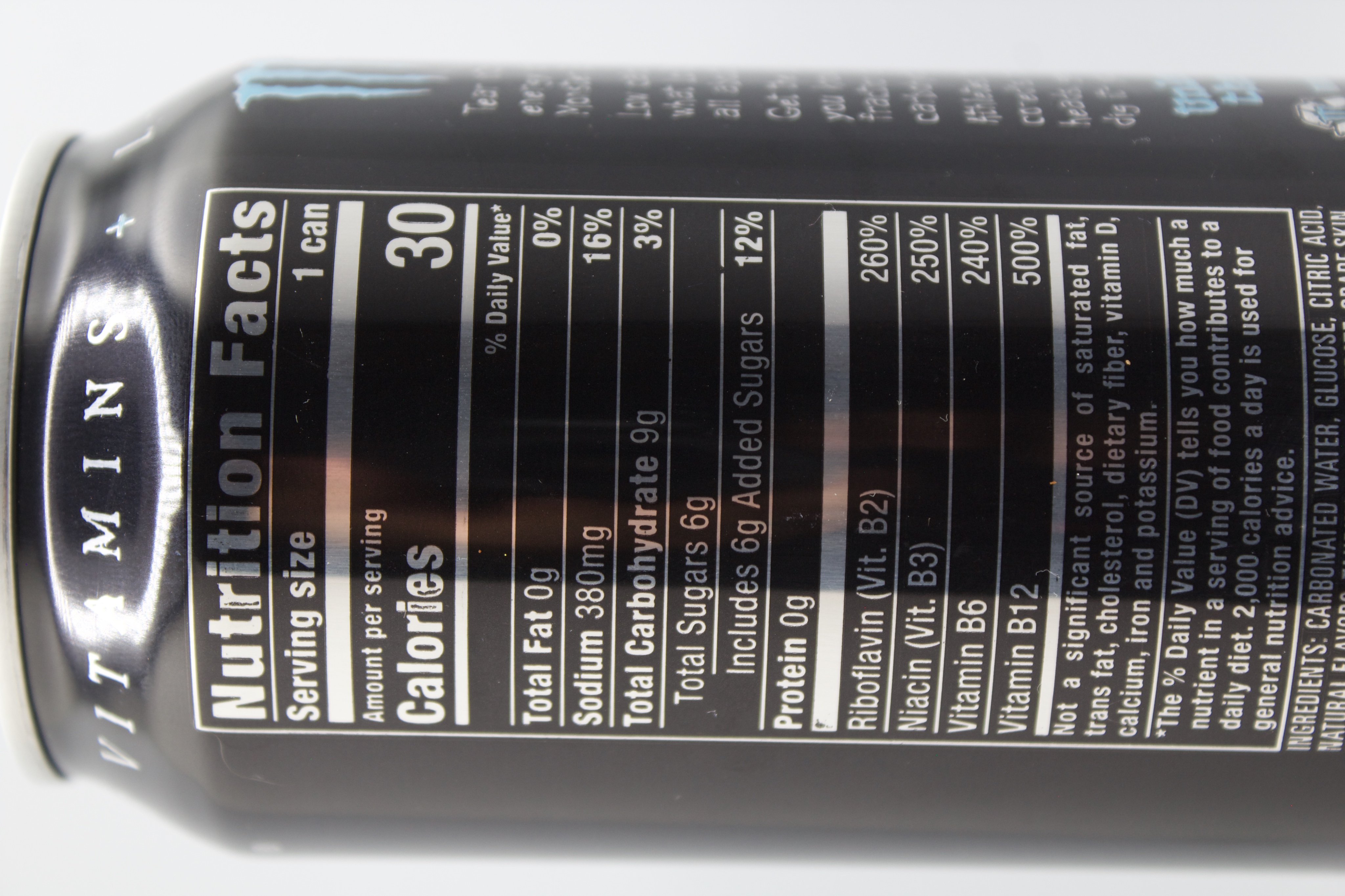 Nutrition label for Monster Energy Lo-Carb