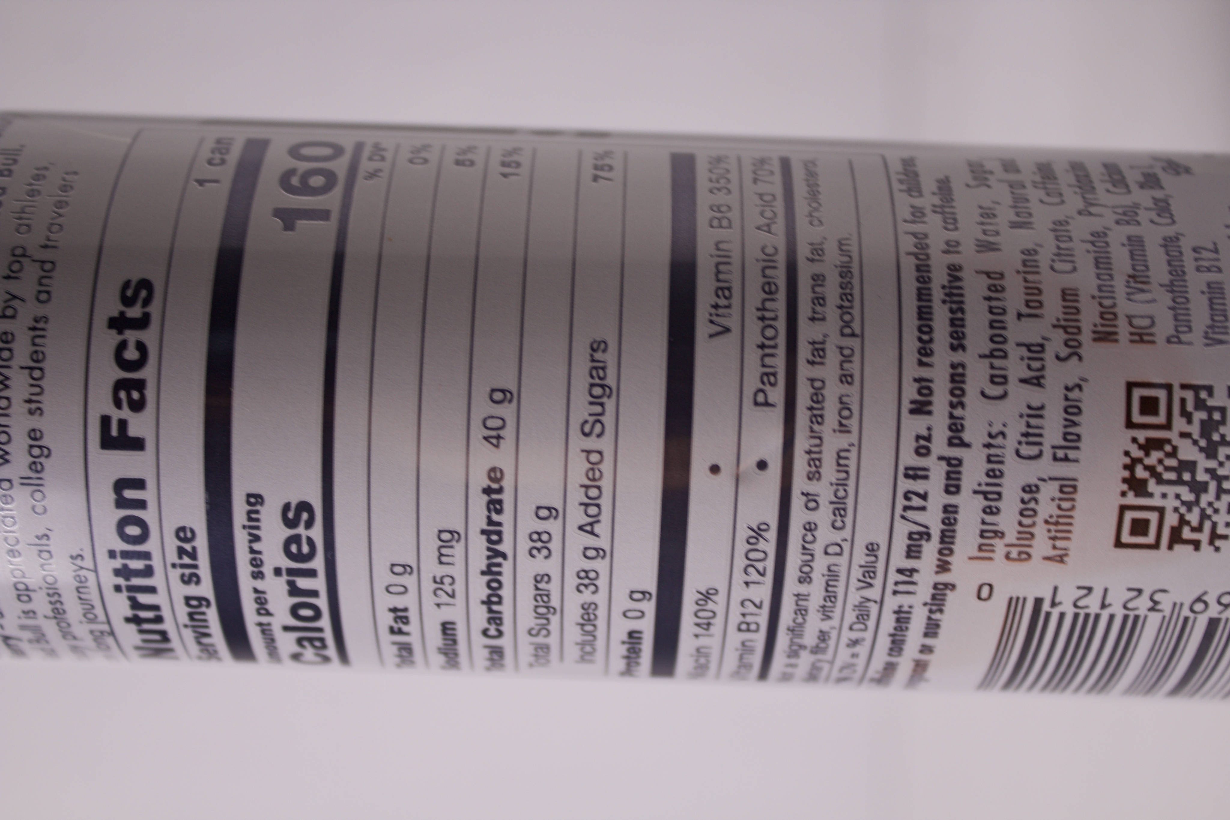 Nutrition label for Red Bull The Coconut Edition Coconut Berry