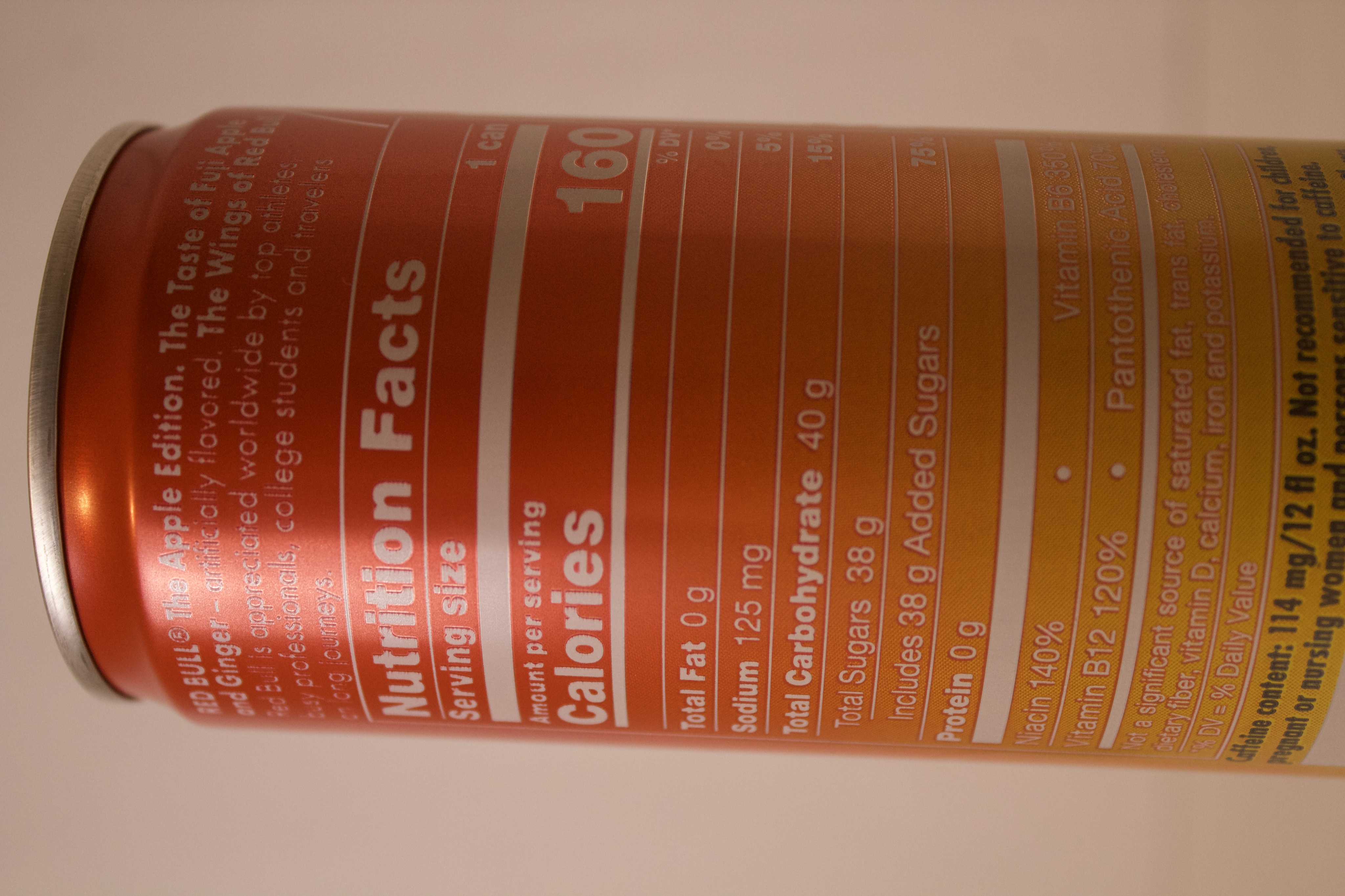 Nutrition label for Red Bull The Apple Edition Fuji Apple & Ginger