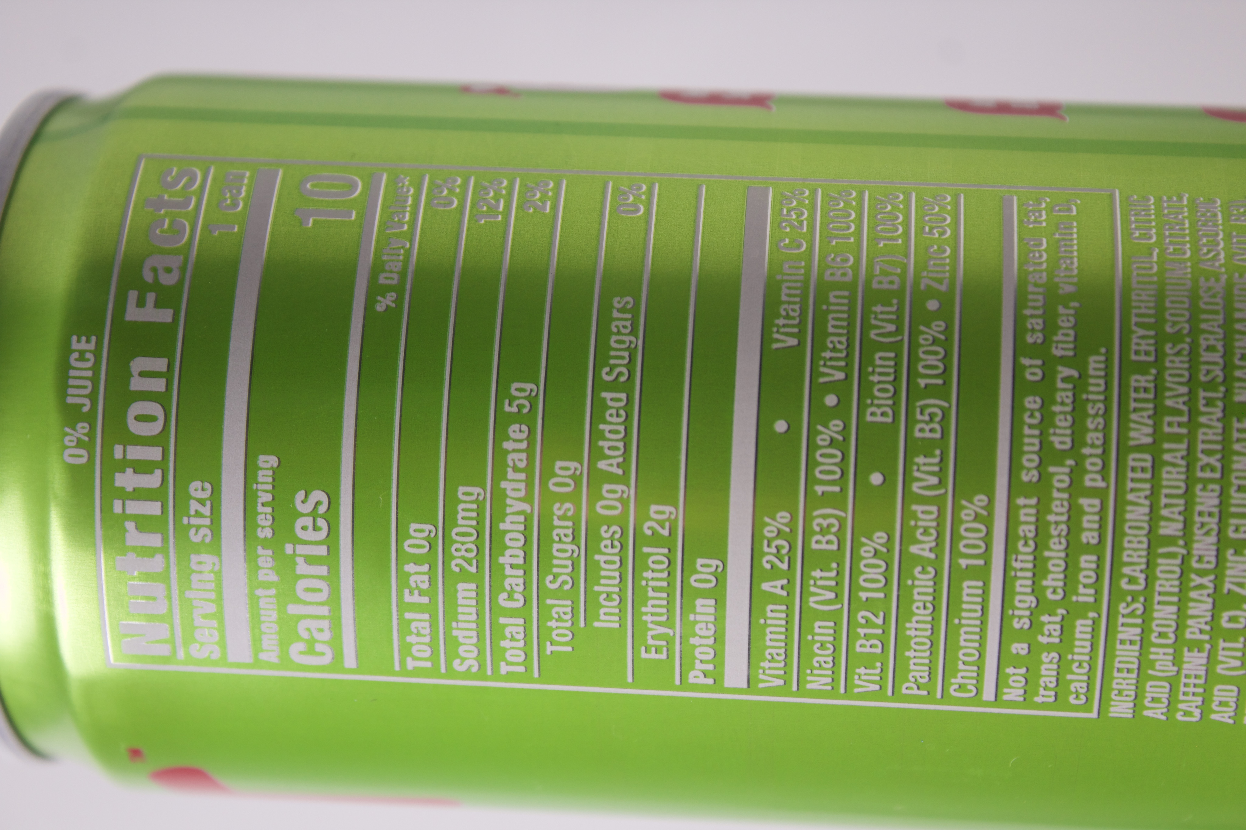 Nutrition label for FLRT Guava Lava